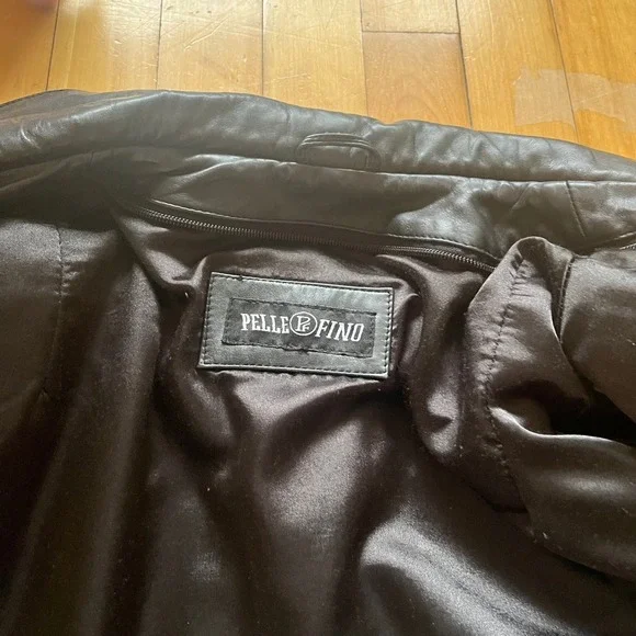 Pelle & Fino Womens Black Leather Button Up Collar Jacket Coat - Picture 4 of 9